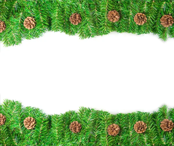 Rama de pino marco de Navidad con espacio de copia —  Fotos de Stock