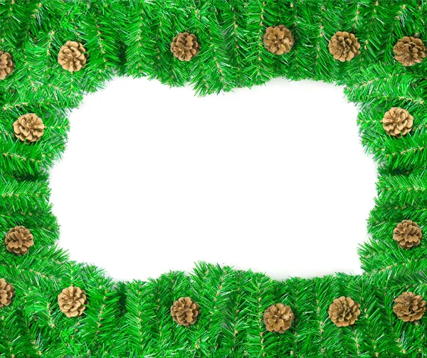 Pine branch Kerstmis frame met kopie ruimte — Stockfoto