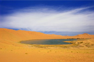 Lake in the gansu desert clipart