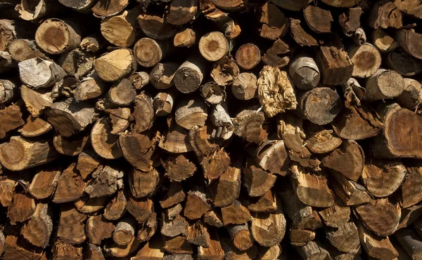 Stapel houtblokken klaar voor de winter - landschap buitenkant — Stockfoto