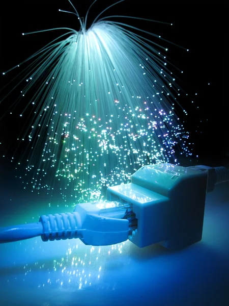 Câble réseau avec fibre optique — Photo
