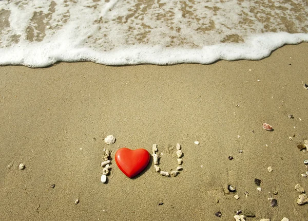 "Seni seviyorum" kumda — Stok fotoğraf