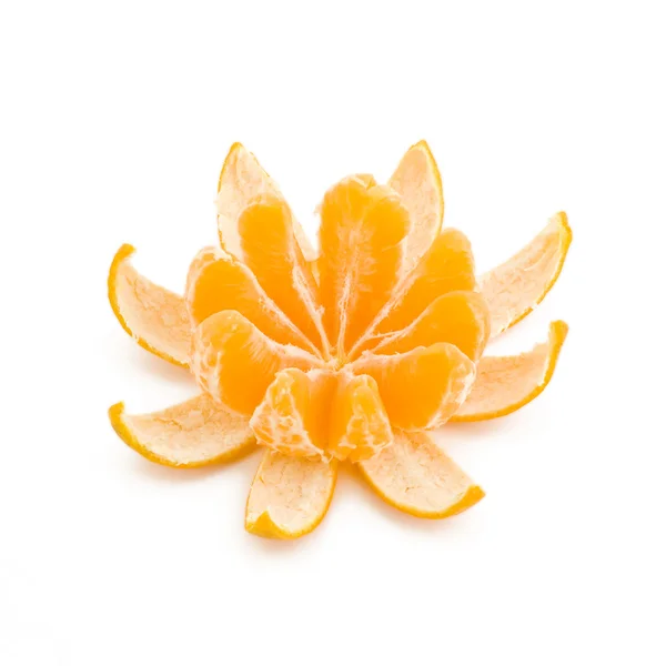 Oloupané Čerstvé Šťavnaté Mandarinky Izolované Bílém — Stock fotografie