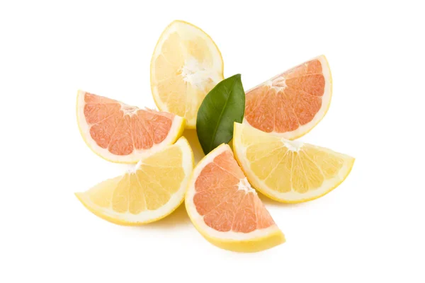 Fehér és vörös grapefruit alkatrészek — Stock Fotó