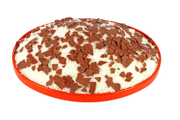 Chocolade 孤立在白色背景上的椰子蛋糕 — 图库照片