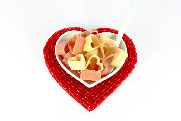 Pasta in form of hearts — Stock Photo, Image