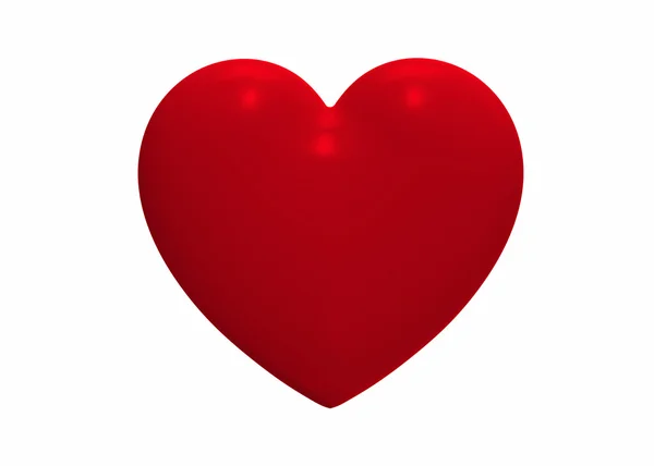 Beyaz Zemin Üzerine Izole Kırmızı Kalp Render — Stok fotoğraf