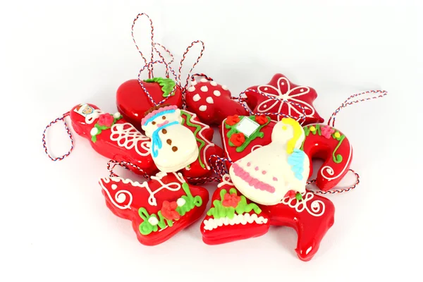 Weinig Licitar Cookies Geïsoleerd Witte Decoratie Voor Kerstmis — Stockfoto