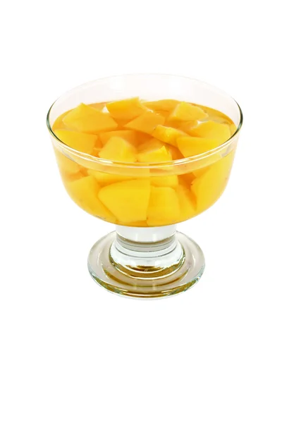 Orange Peach Compote Glass Isolated White — Stock Photo, Image