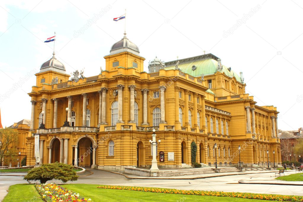 Croatian national theater in Zagreb by day