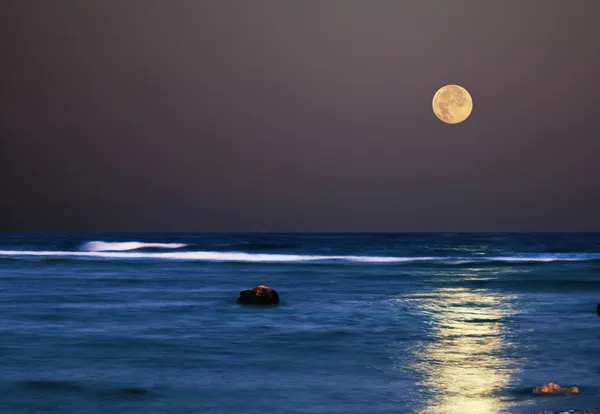 Luz de luna en la costa del mar — Foto de Stock