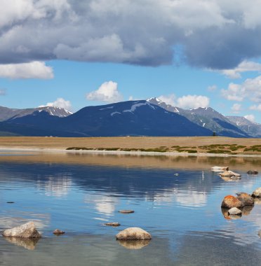 Mountains lake Khoton in Mongolia clipart