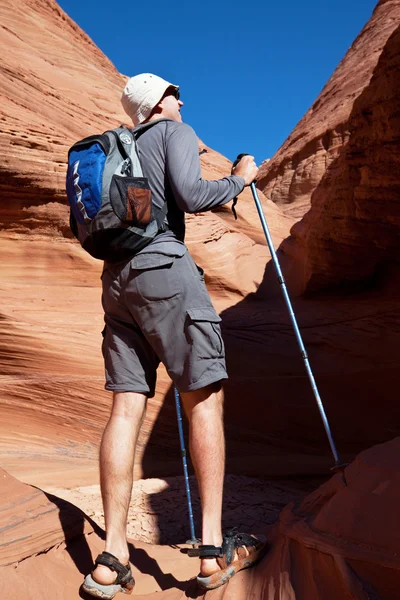 Vandring i canyon – stockfoto