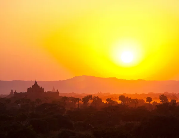 Bagan vid solnedgången i myanmar — Stockfoto