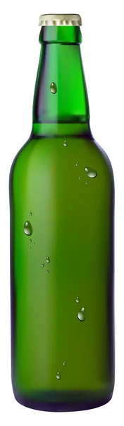Botella verde de cerveza — Vector de stock
