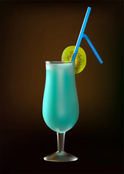 Cocktail blaue Lagune mit Kiwi — Stockvektor