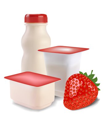 Yogurt and strawberries clipart