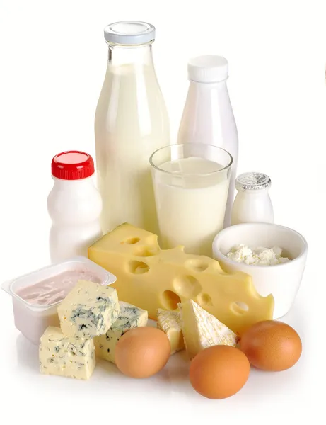 Молочные продукты и яйца — стоковое фото