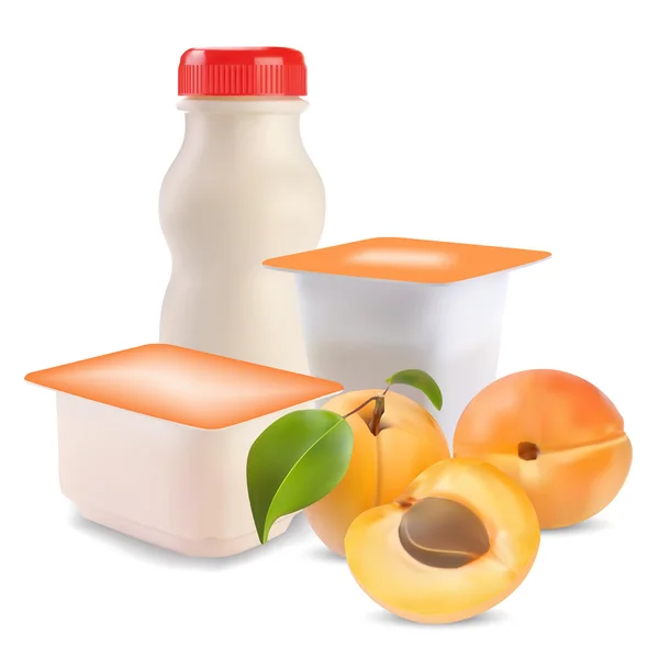 Yoghurt och aprikos — Stock vektor