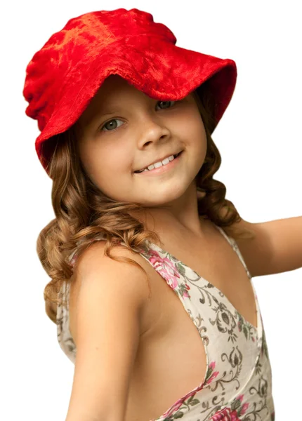 Dziewczyna w czerwonym kapeluszu — Zdjęcie stockowe