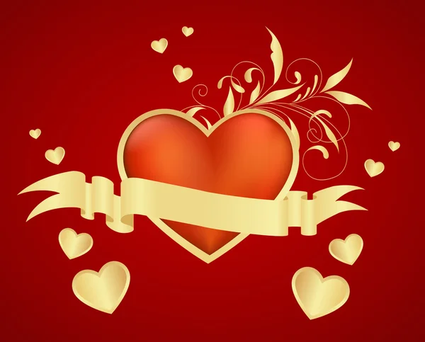 Червоне серце з середовищем маленьких сердець — стоковий вектор