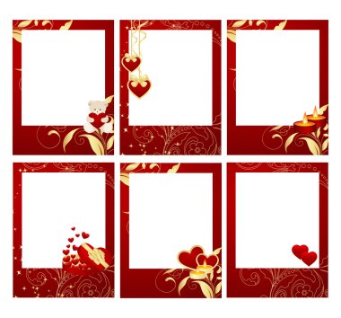 Set of celebratory Valentine's cards with decorations. Vector illustration. clipart