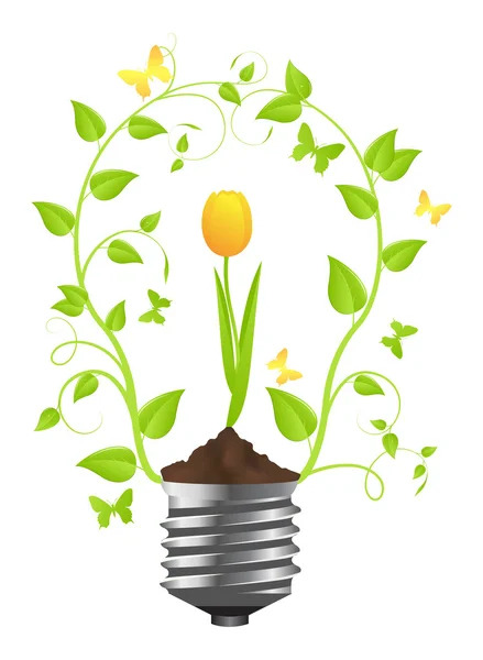 Lamp met plant voor tulip — Stockvector