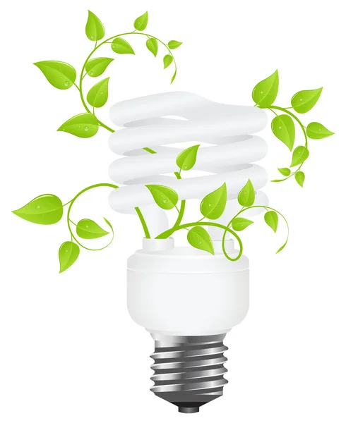 Lámpara Ahorro Energía Floral Aislado Sobre Fondo Blanco Ilustración Vectorial — Vector de stock