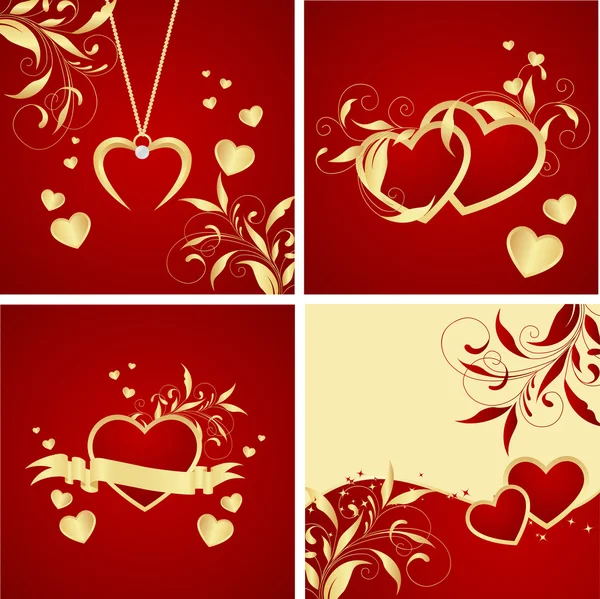 Set Celebratory Valentine Backgrounds Decorations Vector Illustration — Stock Vector