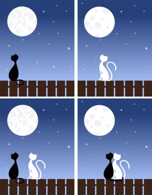 Cats in love clipart