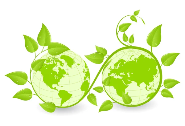 Föld Félteke Zöld Növények Által Lefedett Ökológia Fogalma Vektoros Illusztráció — Stock Vector