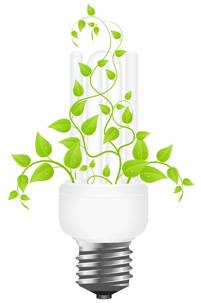 Virágos Energiatakarékos Lámpa Elszigetelt Fehér Background Vektoros Illusztráció — Stock Vector