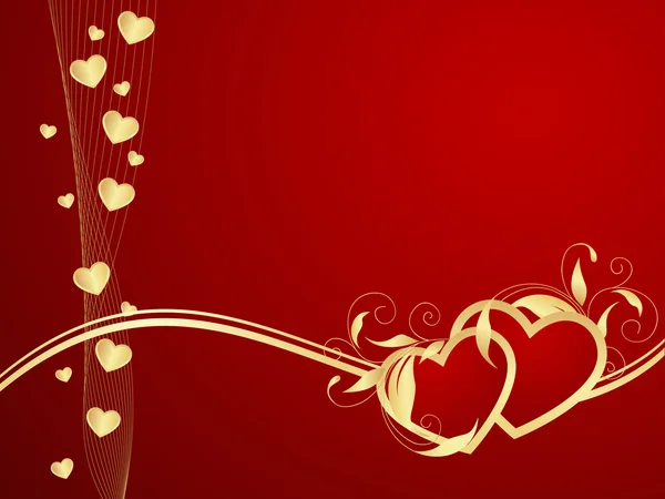 Coeurs Rouges Avec Décoration Florale Illustration Vectorielle — Image vectorielle