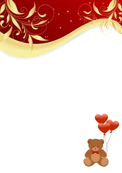 Letter Teddy Bear Balls Golden Floral Patterrn Vector Illustration — Stock Vector