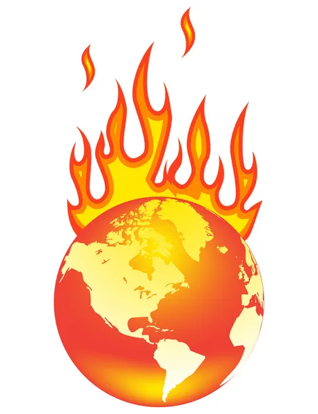 Föld Tűz Elszigetelt Fehér Background — Stock Vector