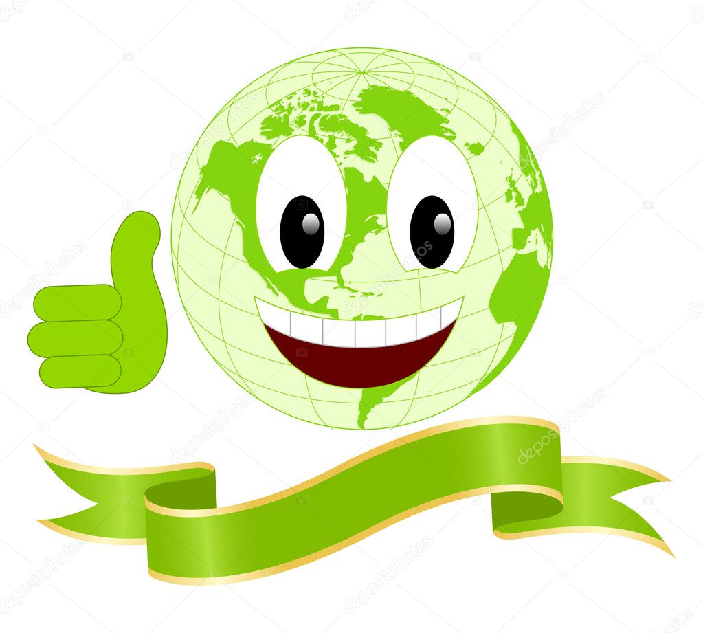 Smiling earth isolated on a white background. Vector illustration.