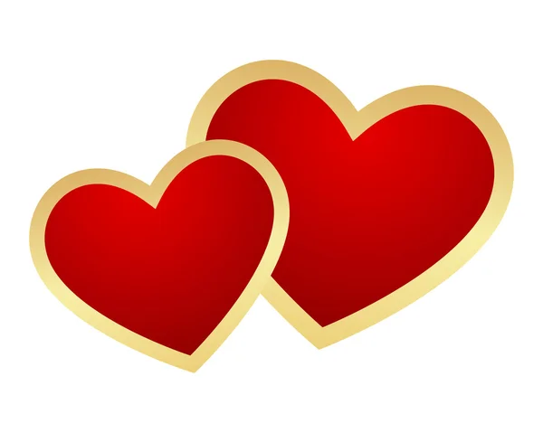 Два красных сердца — стоковый вектор
