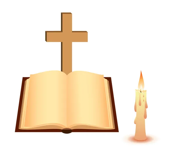 Книга и свеча — стоковый вектор