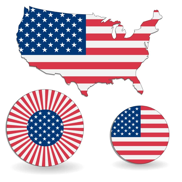 La Bandera y Mapa Americano — Vector de stock