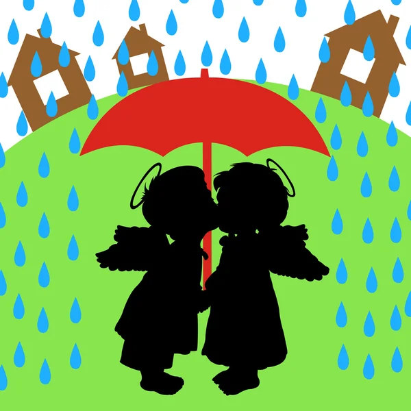 Love and rain — Stock Vector