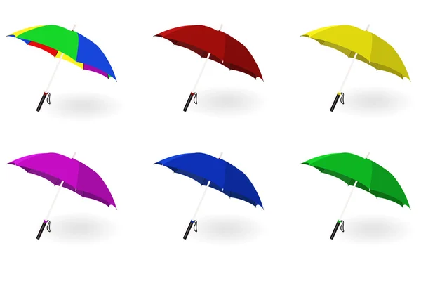 Set di ombrelli multicolori — Vettoriale Stock