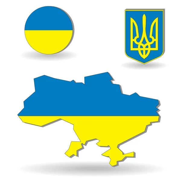 stock vector The Ukraine flag and map