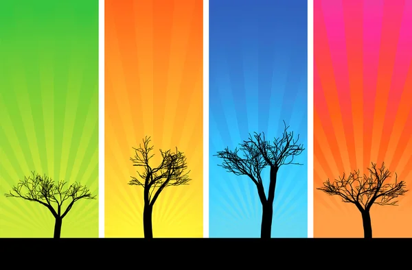 Träd och sunbeam — Stock vektor