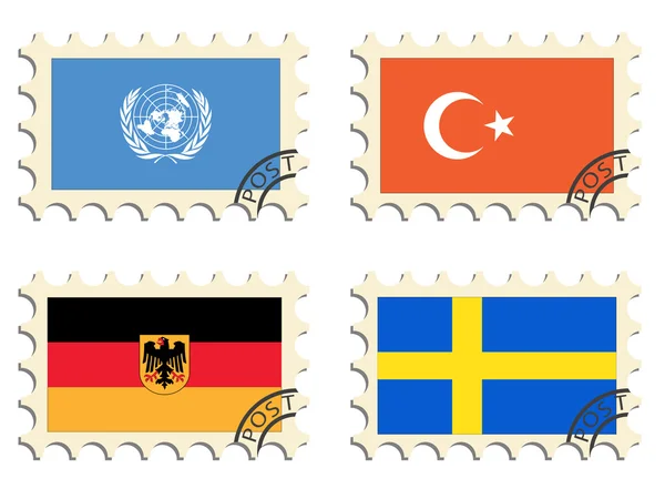 Les timbres postaux des pays — Image vectorielle