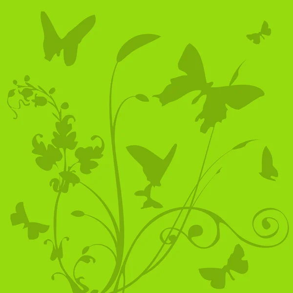 Motýl a rostlin — Stockový vektor