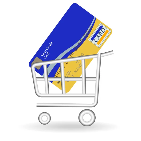 Cartão de crédito e carrinho de mão —  Vetores de Stock