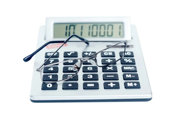 A calculadora e os óculos — Fotografia de Stock