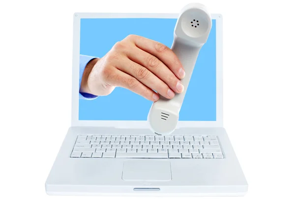 Computer Telefono Sfondo Bianco — Foto Stock