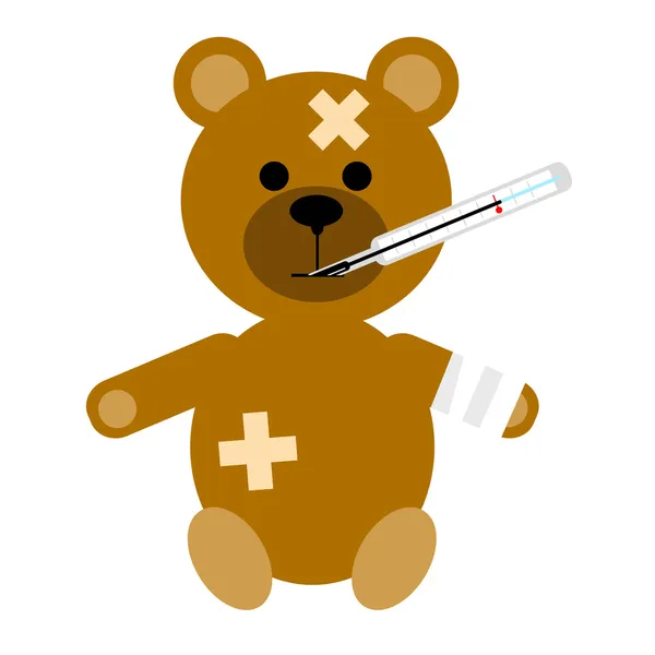 Der Kleine Patient Ein Bär Auf Weißem Hintergrund — Stockvektor