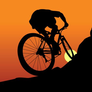 The sportsman on a bicycle leave on a mountain clipart